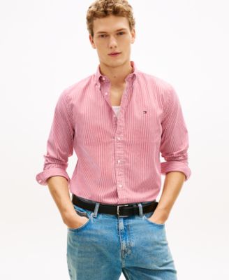 Tommy Hilfiger - Men's Flex Poplin Striped Long-Sleeve Shirt