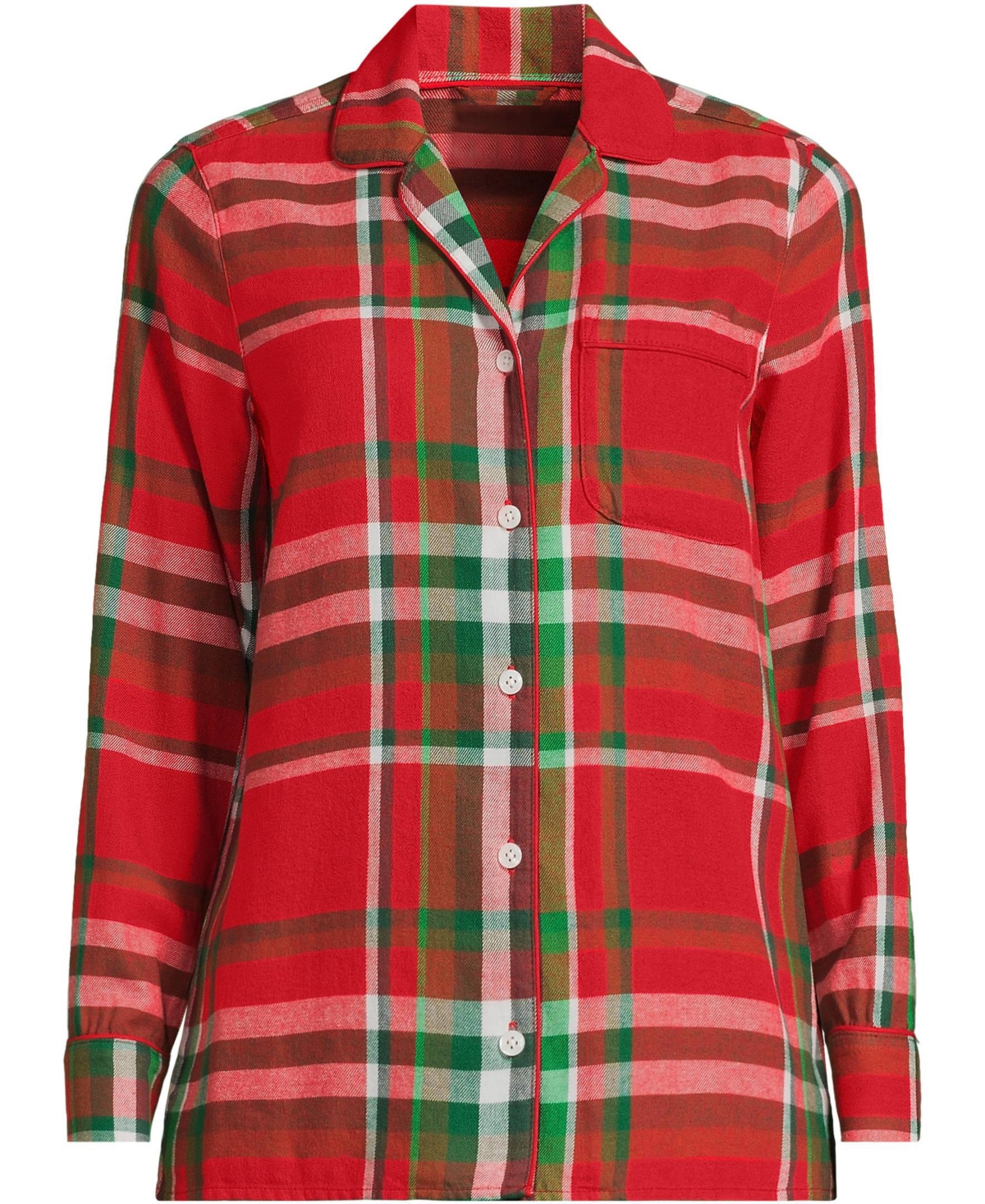 Lands' End Women's Long Sleeve Print Flannel Pajama Top