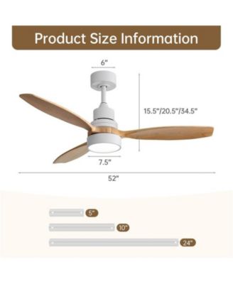52-inch Simple and Grand Style White 3-Blade Ceiling Fan with Remote Control and Light Source