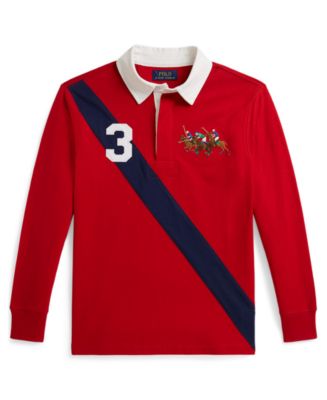 Polo Ralph Lauren Boys 8-20 Triple-Pony Cotton Rugby Shirt - Macy's