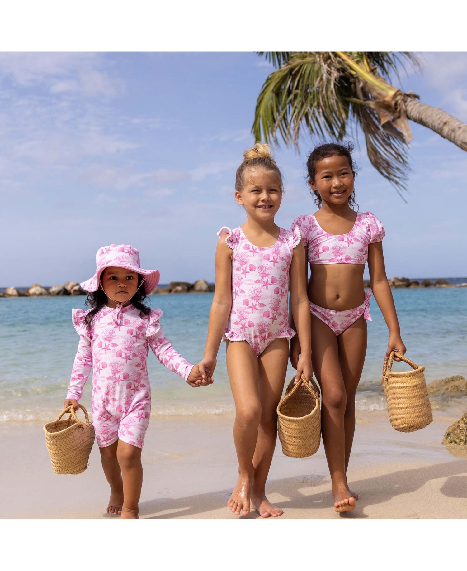 Baby Girls Pink Lagoon Frill Swimsuit