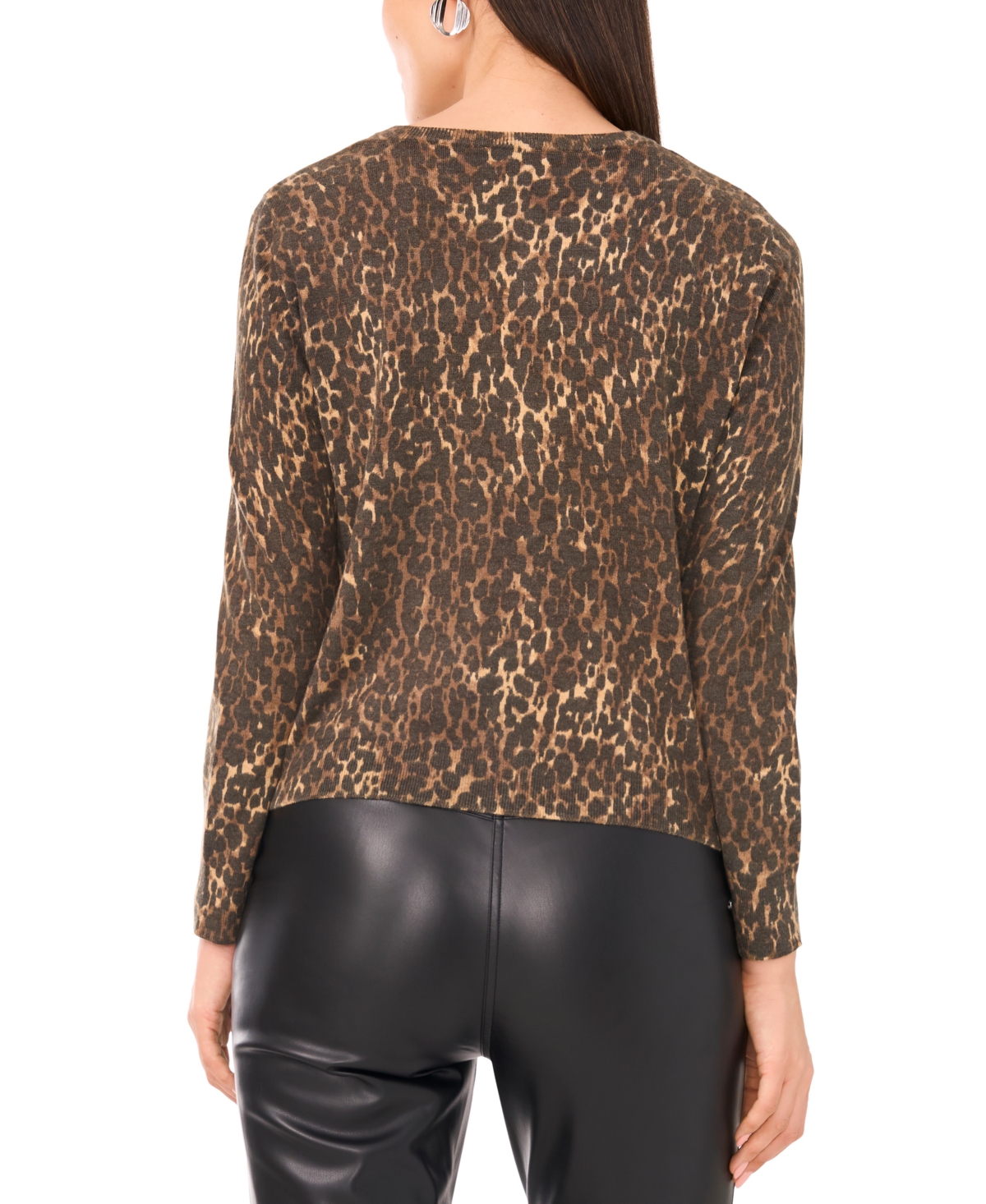 Vince Camuto Women's Leopard Print Long-Sleeve Cardigan Sweater