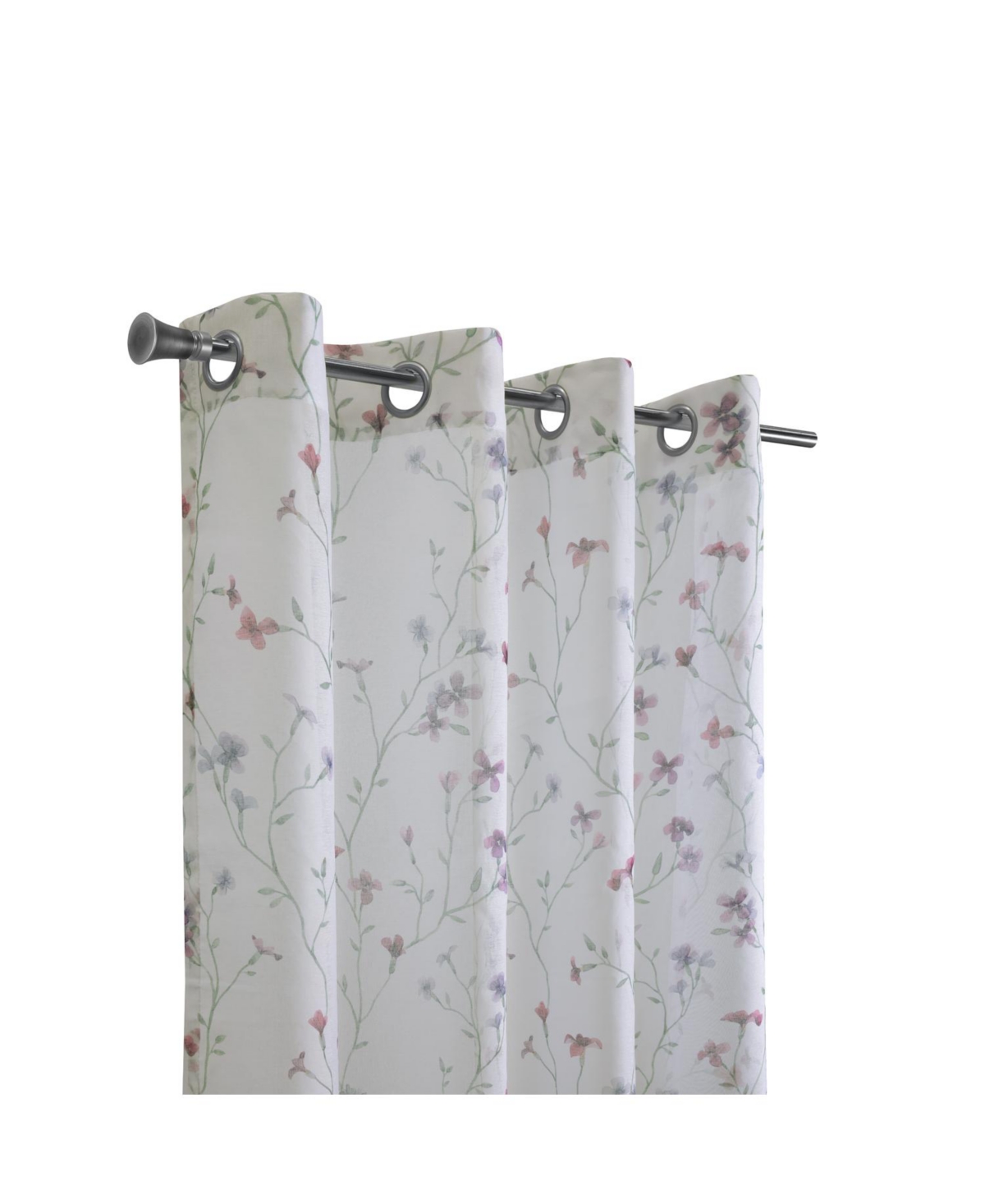 Habitat 100% Polyester Hazel Sheer Faux Linen Floral Grommet Curtain Panel 52" x 84" in Pink