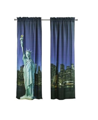 Photo Real Statue Of Liberty Light Filtering Pole Top Curtain Panel 100% Polyester Pair Each 37" x 84" Multicolor