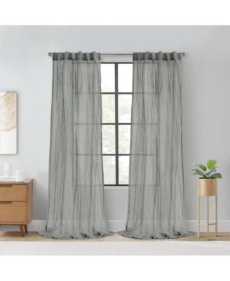 Paloma Sheer Dual Header Stylish and Functional Curtain Panel 52" x 108" Grey