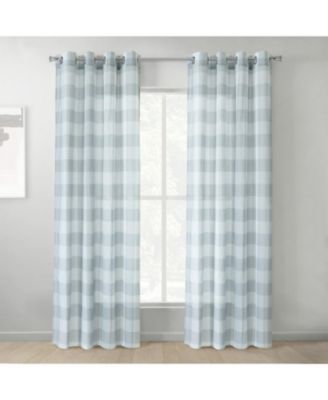 100% Polyester Genesis Light Filtering Plaid Woven Grommet Curtain Panel 52" x 95" Grey