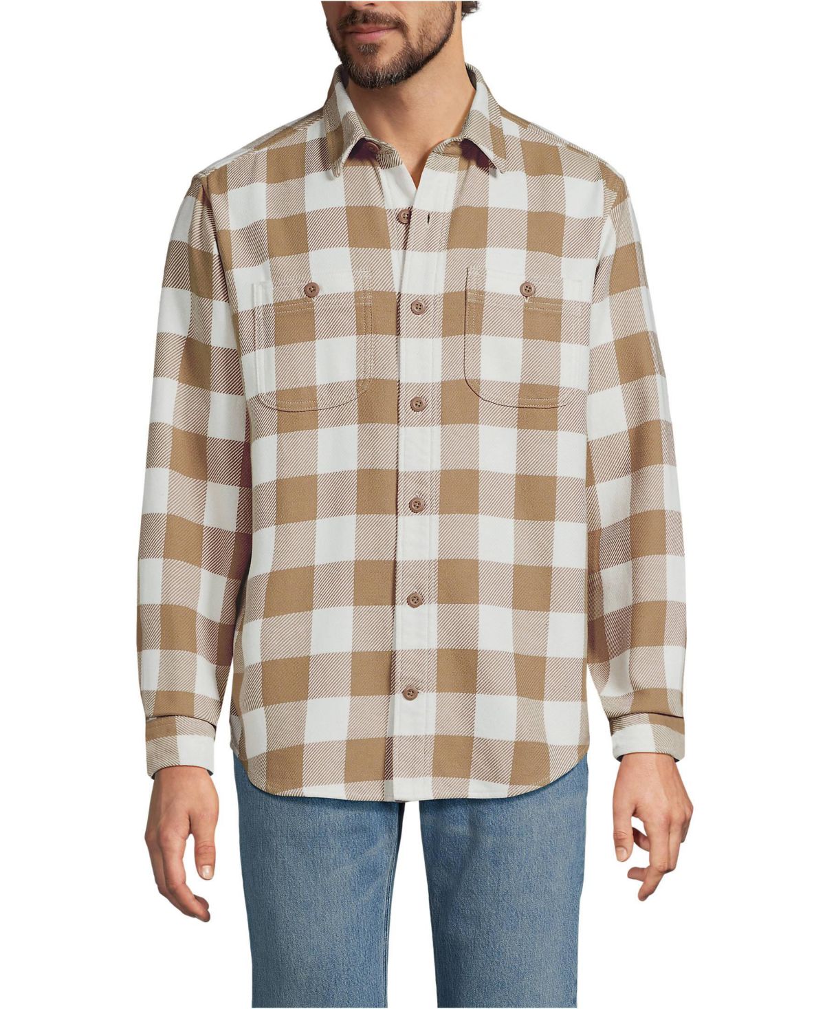 Мужская аутентичная фланелевая рубашка с длинным рукавом