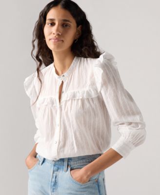 Women's Gianna Long Sleeve Ruffle Trim Blouse