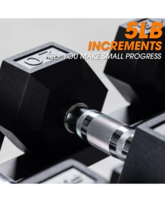 Rubber Hex Dumbbell Set with Rack - 550LB Capacity, Chrome Handles