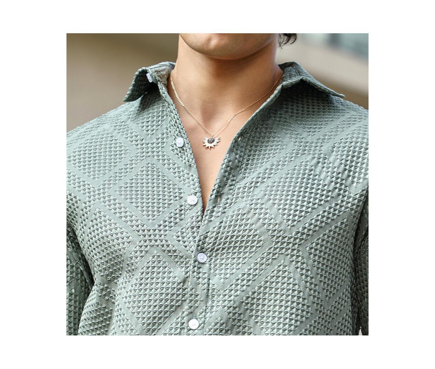 Мужская рубашка Cahoot Campus Sutra Sage Green Shard-Tactile, цвет: Зелёный — фото 7