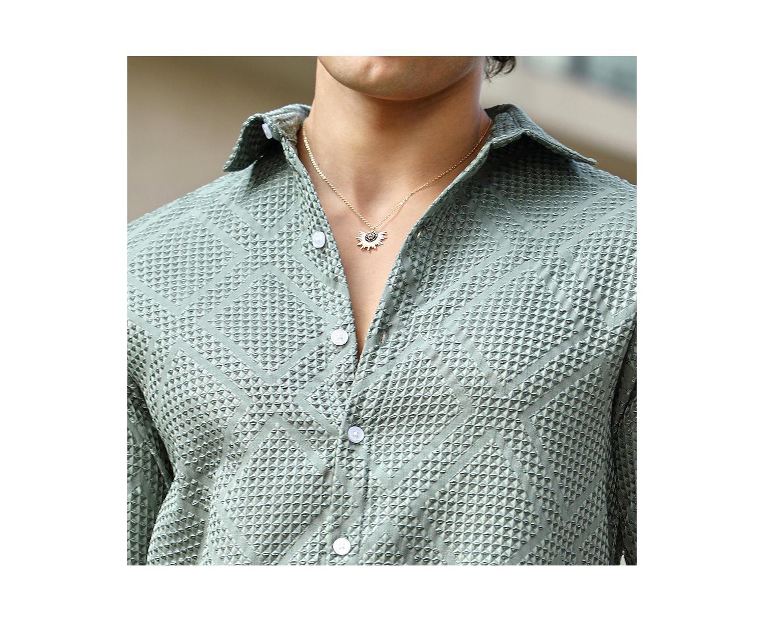 Men's Sage Green Shard-Tactile Shirt