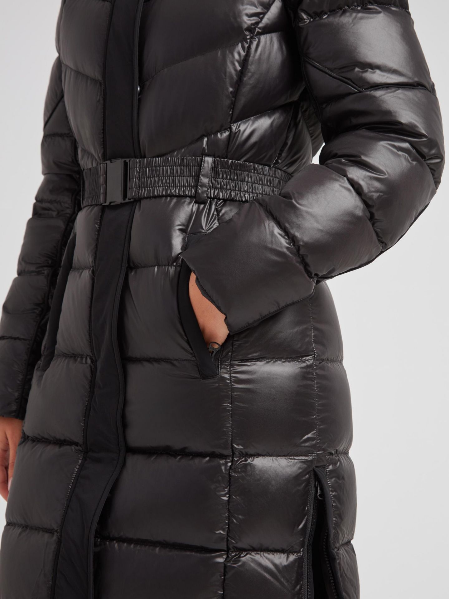 Женское пальто JACK1T Diamond Belted Extra Long Down Coat, цвет: Чёрный — фото 6