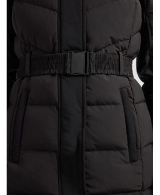 Women's Diamond Belted Hooded Down Coat