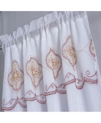 Oliva Gray Arcadia Embroidered Panel - 54x90" Burgundy