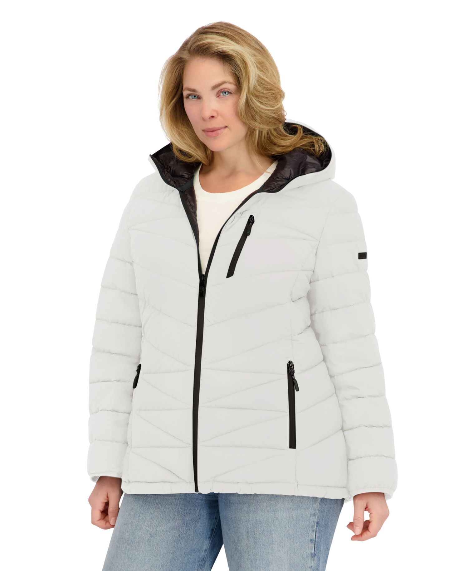 Plus Size Zip Front Short Packable Coat