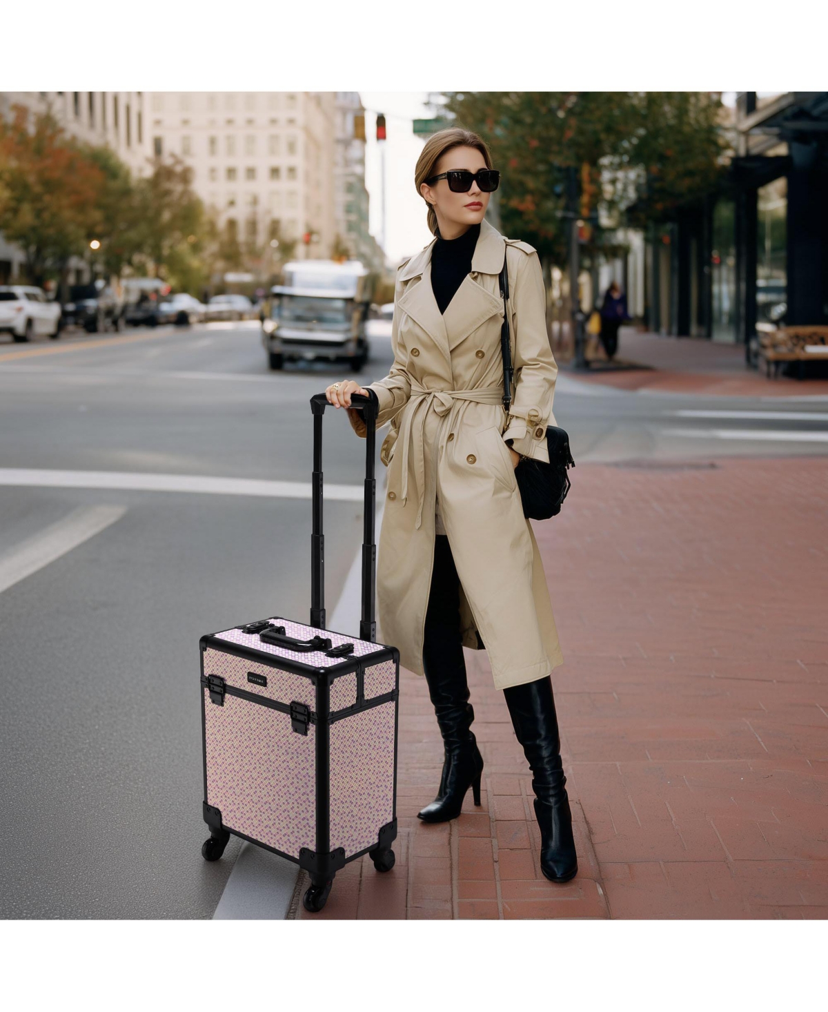 Byootique Cosmetology Case on Wheels Cosmetic Trolley Travel Art Deco Tyrian