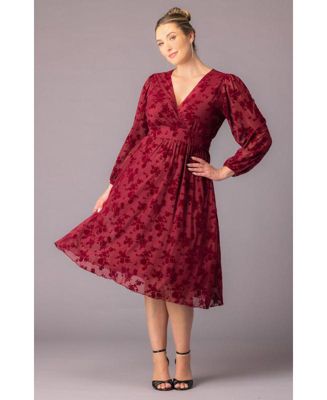 Plus Size Melanie Long Sleeve Mesh Midi Cocktail Dress