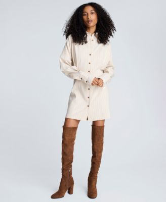 Women's Long-Sleeve Striped Shirt Dress