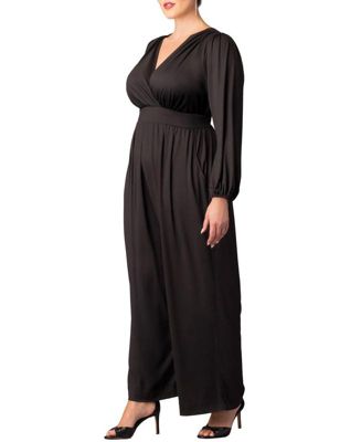 Plus Size Brigitte Long Sleeve Wide Leg Jumpsuit