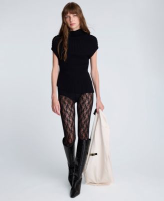 Women's Asymmetric Rib Mock Neck Sweater