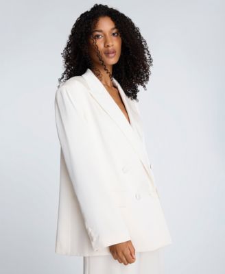 Women's Satin Double-Breasted Boyfriend Jacket
