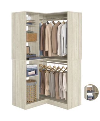 Freestanding Corner Closet System with 8 Shelves and 2 Hanging Rods, 36-Inch Closet Organizer for Bedroom