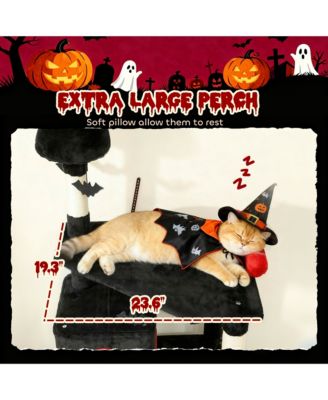 Gothic Cat Tree, 78" Cat Tower with Coffin Bed, Halloween