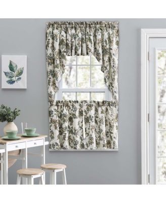 Madison Floral Design Printed Natural Ground 1.5" Rod Pocket Tailored Valance 58" x 15" Blue