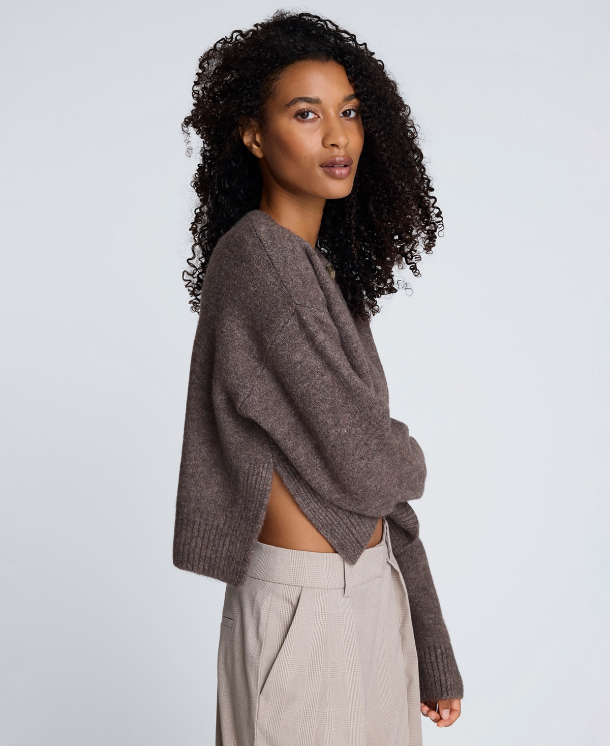 Kenneth Cole Women's Crewneck Button Up Cardigan