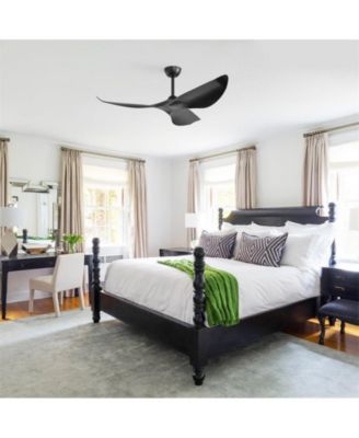 38-inch Modern Black 3-Blade without Light Ceiling Fan with Six Speed Remote Control and Timing Function for Indoor