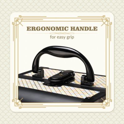 Makeup Train Case with Mirror Cosmetic Box Organizer Art Deco Pastel