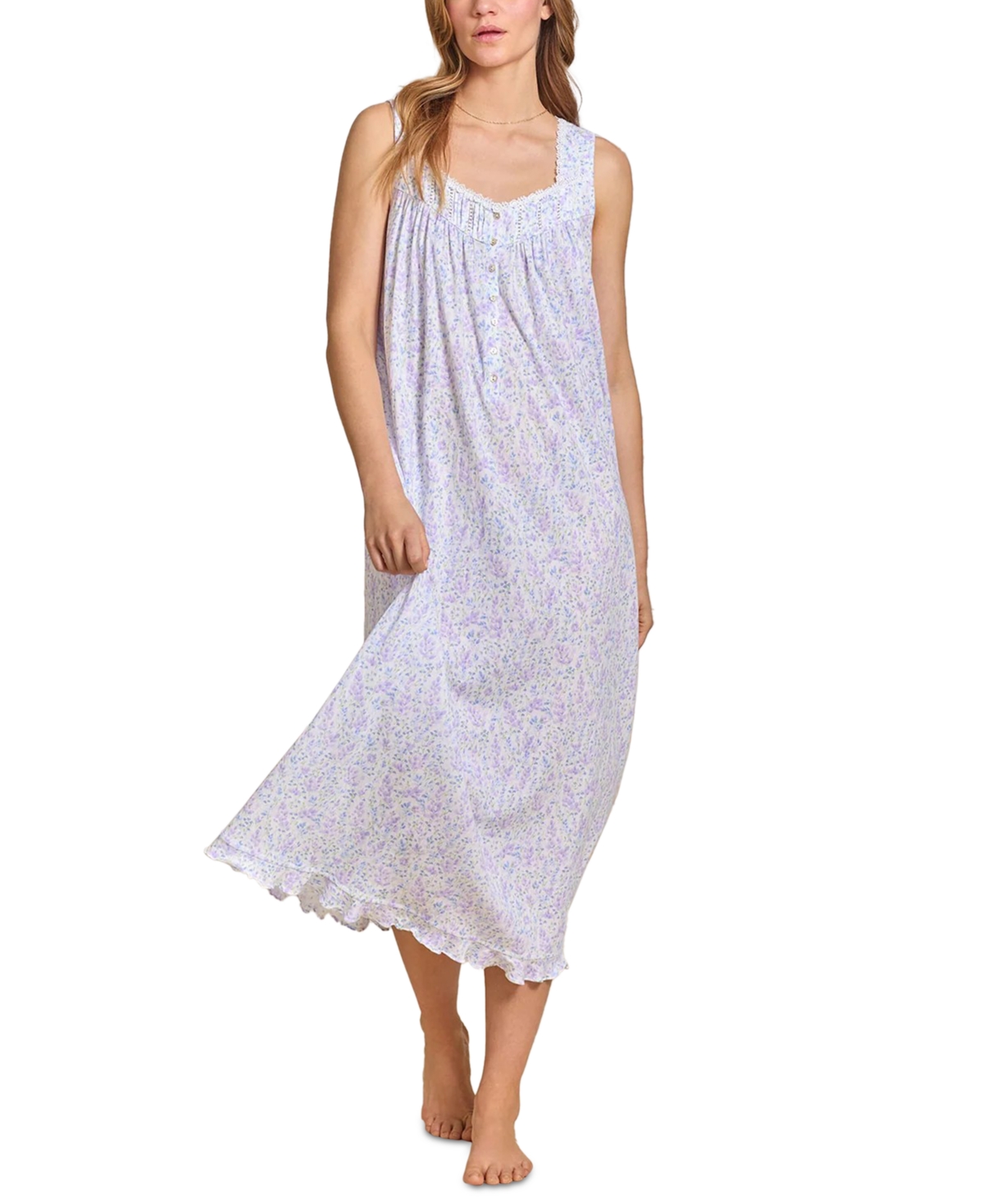Eileen West Women's Printed Sleeveless Pointelle Ballet Nightgown