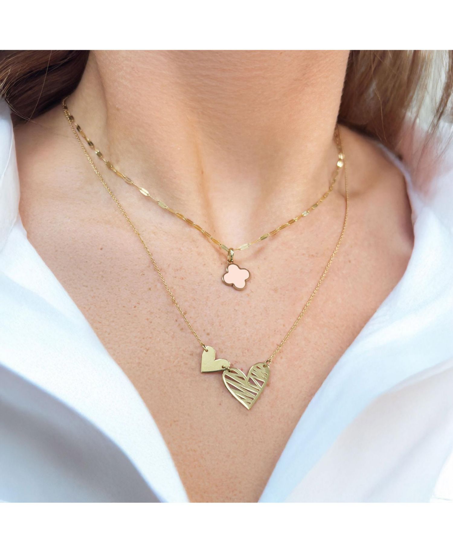 Pink Pearl Clover Charm 14 millimeters
