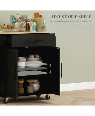30" Power Outlets, USB Ports, Drawer, Cabinet, Spice & Towel Rack Rolling Kitchen Island Cart