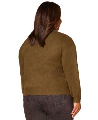 Plus Size Long Blouson Sleeve Mock Neck Sweater