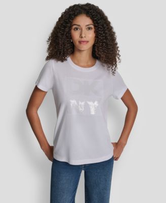 DKNY Jeans - Women's Embellished Logo Detail Crewneck T-Shirt