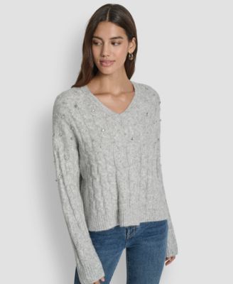 DKNY Jeans - Women's Embellished Detail Long-Sleeve Sweater