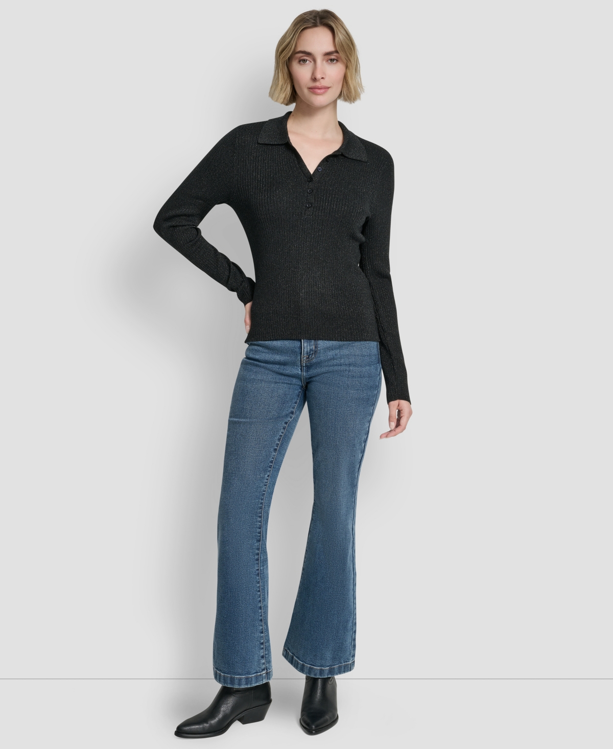 Dkny Jeans Women's Ribbed Long-Sleeve Sweater