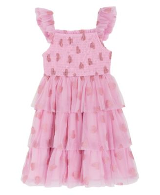 Girls 2T-6X Tiered Heart Glitter Mesh Dress
