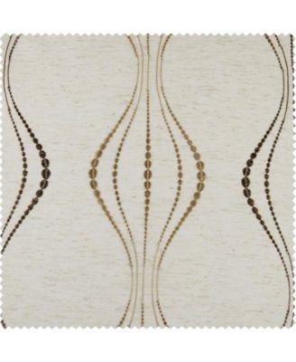 Embroidered Striped Patterned Faux Linen Sheer Curtain