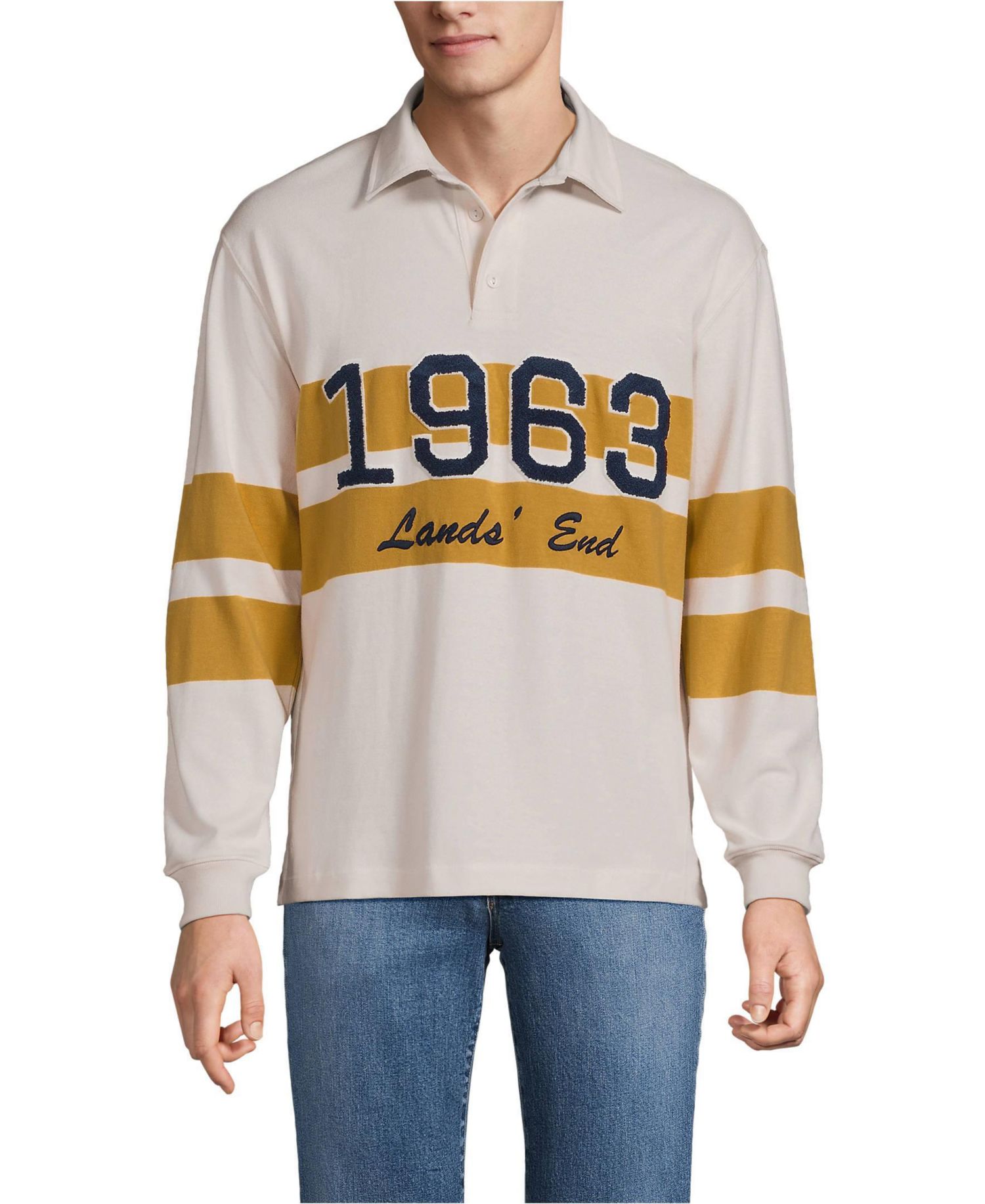 Men's Long Sleeve Rugged Rugby Embroidered Polo