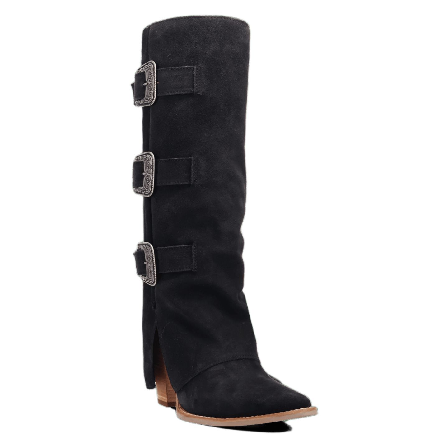 Женские ботинки Dingo Buckle Bunny Suede Leather Boot, цвет: Чёрный — фото 1