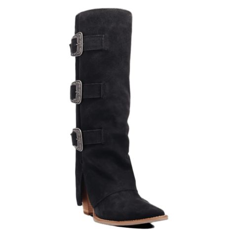 Женские ботинки Dingo Buckle Bunny Suede Leather Boot, цвет: Чёрный