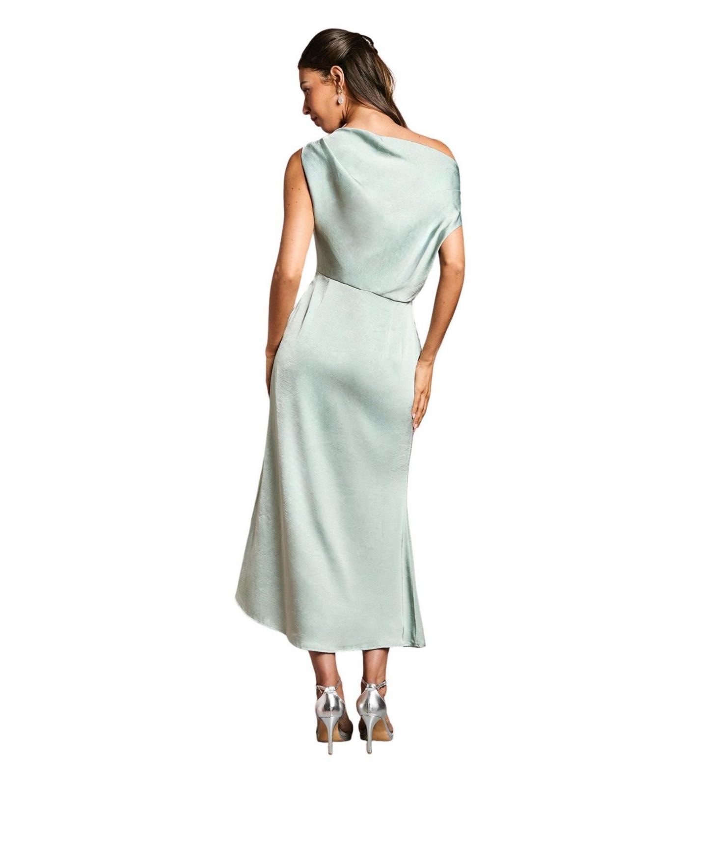Женское платье Oasis Satin Bridesmaid Midi, цвет: Шалфейный — фото 4