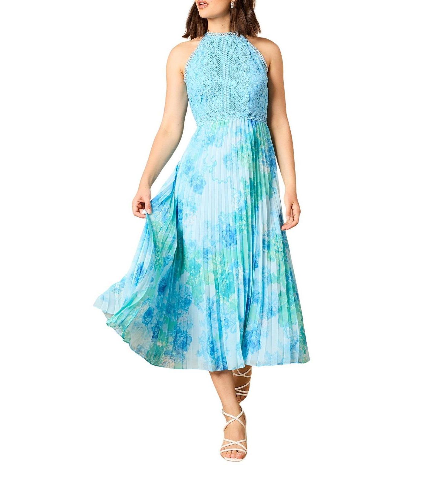 Женское платье Oasis Printed Lace Mix Halterneck Midi, цвет: С принтом — фото 6