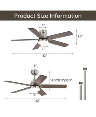 42-inch Modern Minimalist Sand Nickel 5-Blade Ceiling Fans with Led Lights and Remote Control