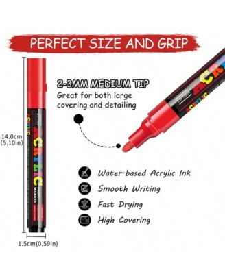 18-Color Acrylic Paint Pens Set – Permanent Poster Markers for Glass, Wood, Paper, Touch-Up Models, DIY Crafts & Art Projects