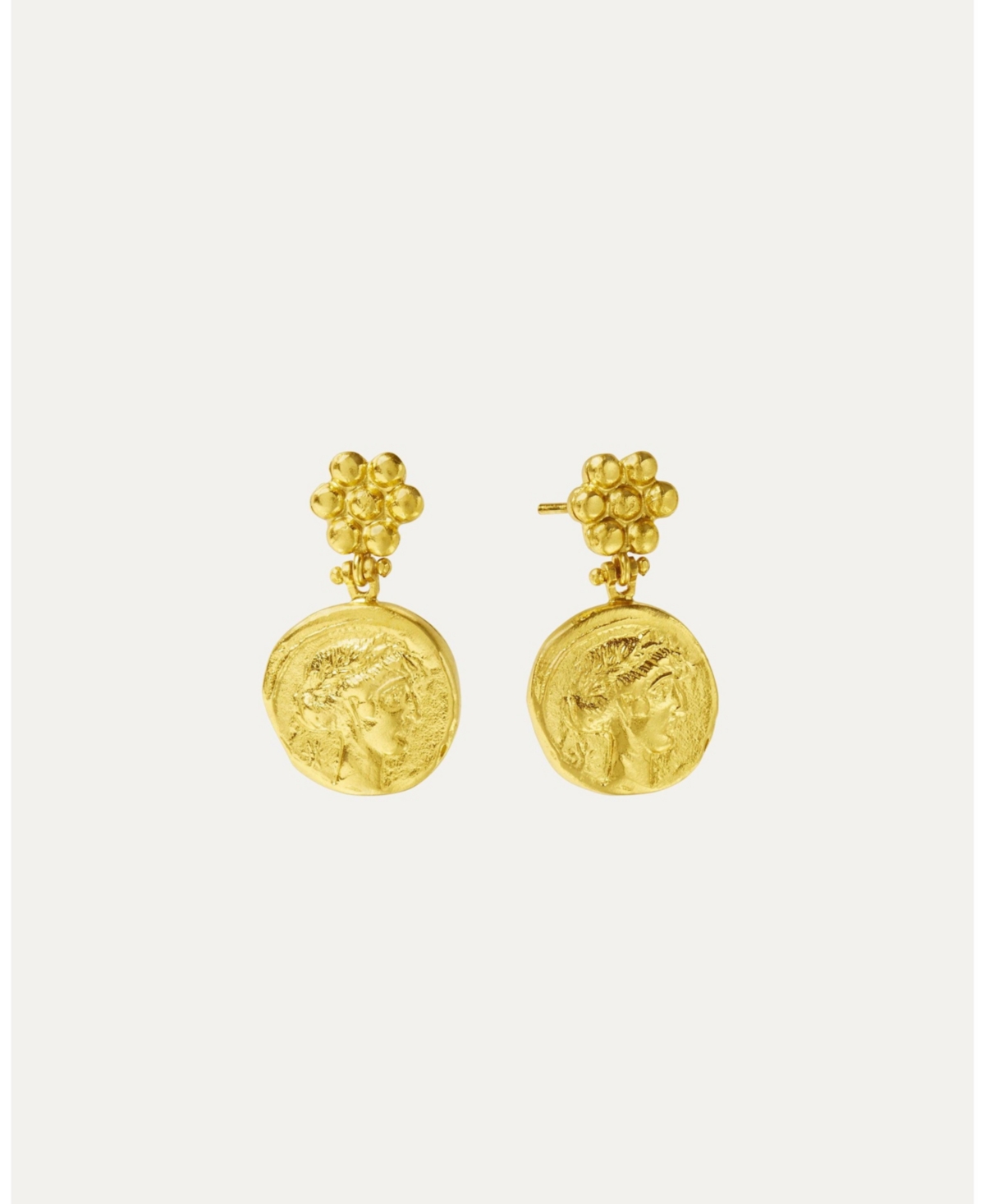 Ottoman Hands Goddess Demeter Coin Stud Earrings