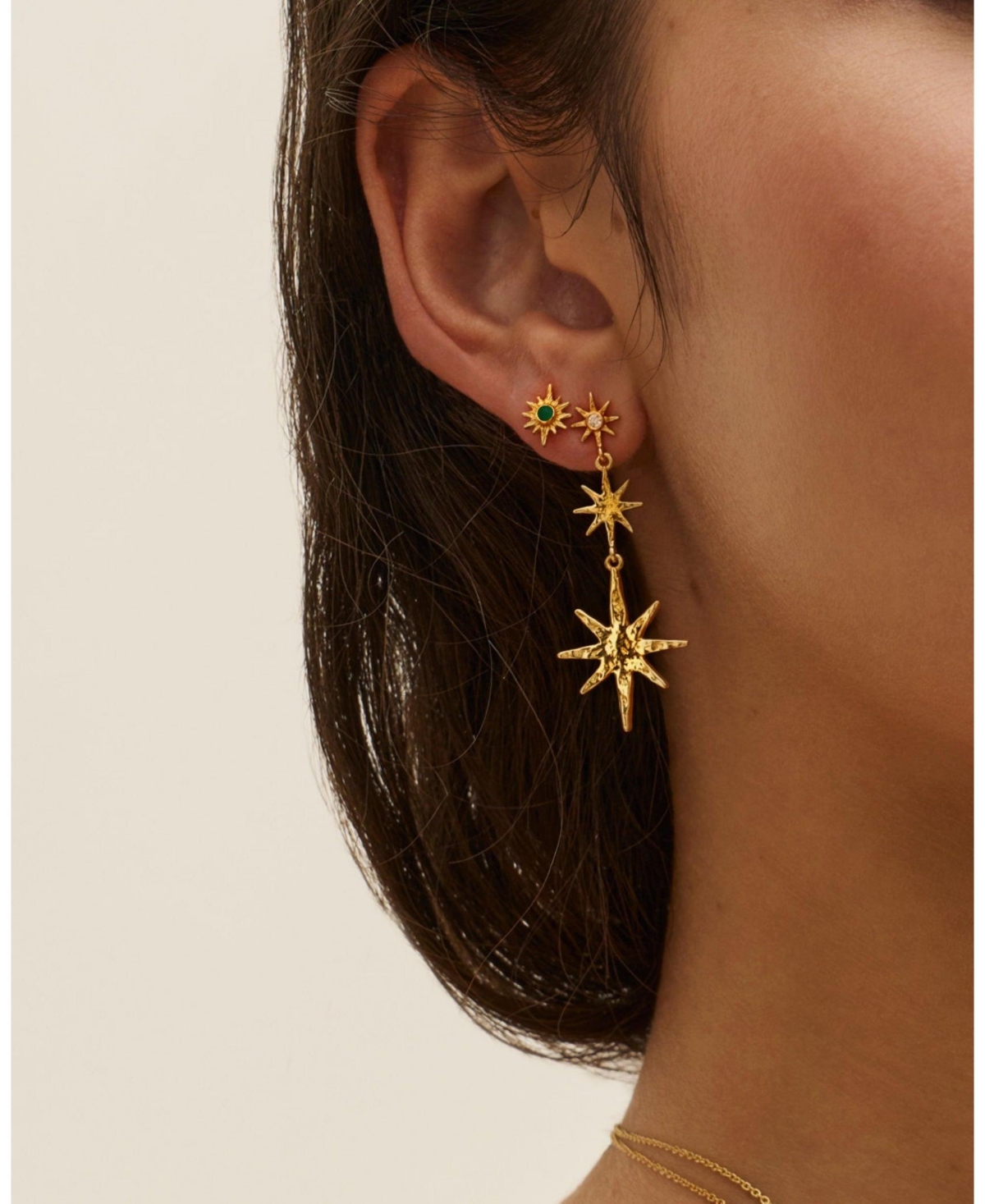 Ottoman Hands Onyx Star Stud Earrings