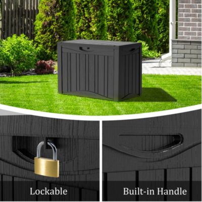 45 gal Patio Waterproof Resin Deck Box Lockable Outdoor Storage Garden Tools